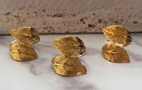 Anillo Hoja Dorada – Naturaleza Viva